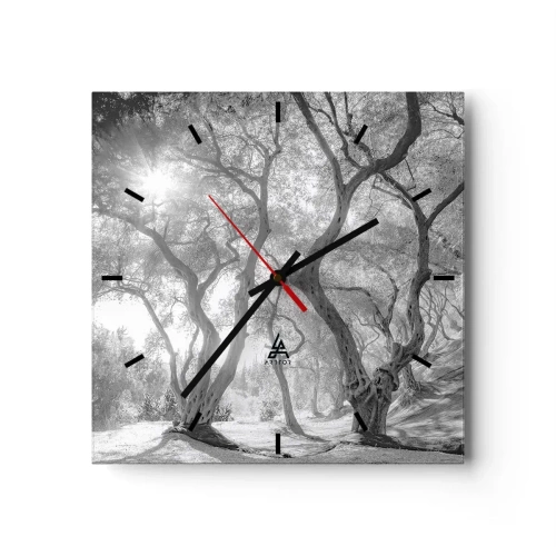 Ceas de perete - Ceas pe sticlă - Într-o livadă de măslini - 40x40 cm