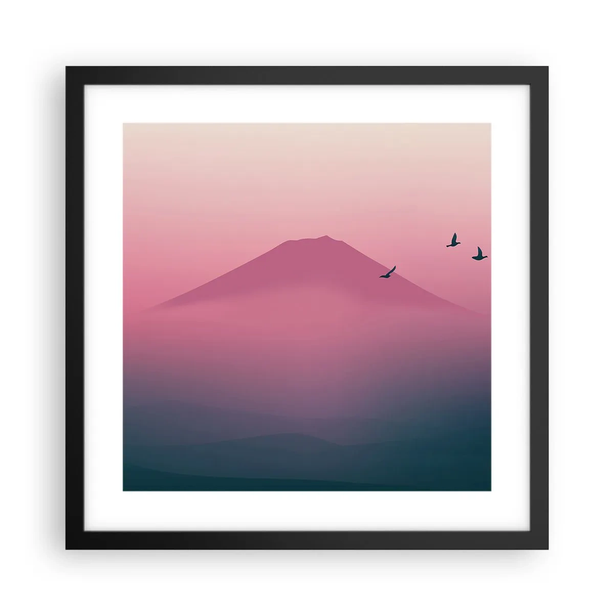 Poster în ramă neagră - Călători deasupra norilor - 40x40 cm