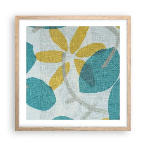 Poster în ramă de stejar deschis - Printre frunzele de azur - 50x50 cm