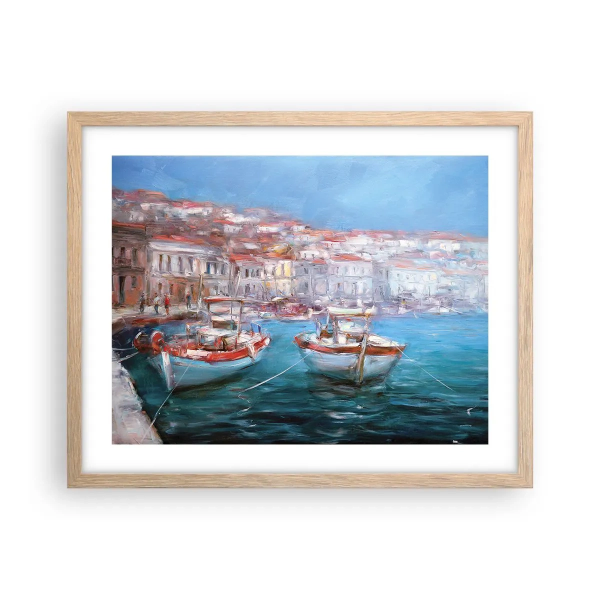 Poster în ramă de stejar deschis - Golful italian - 50x40 cm