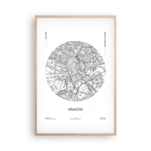Poster în ramă de stejar deschis - Anatomia Cracoviei - 61x91 cm