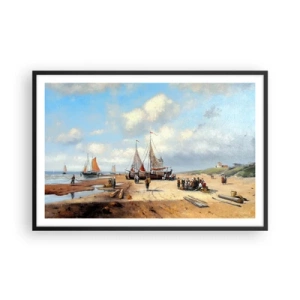 Poster în ramă neagră - Pescuit de succes - 91x61 cm