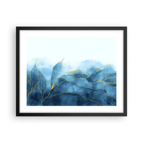 Poster în ramă neagră - Albastru în aur - 50x40 cm