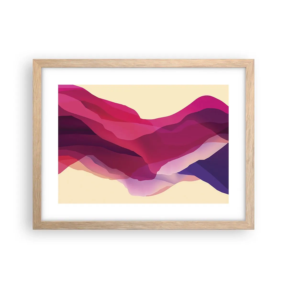 Poster în ramă de stejar deschis - Valuri de violet - 40x30 cm