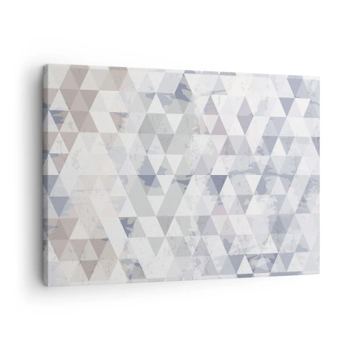 Tablou pe pânză Canvas - Model geometric triunghiular în nuanțe pastelate - 70x50cm - În ritm de trei - Decorațiune modernă pentru perete pentru living și dormitor ARTTOR