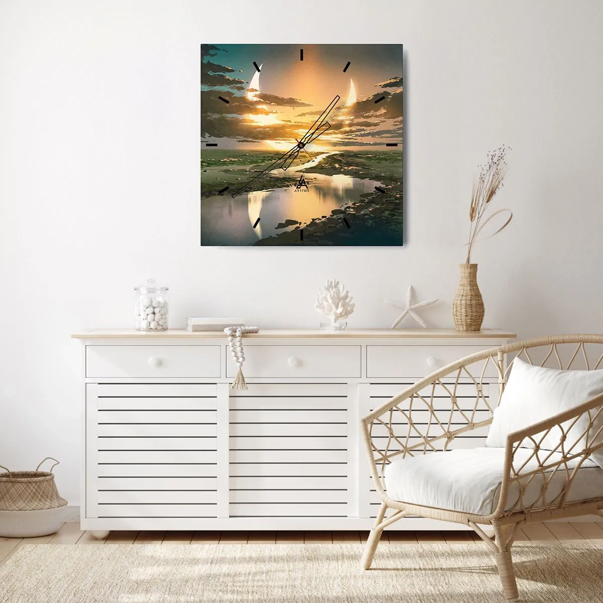 Ceas de perete - Ceas pe sticlă - Undeva într-o galaxie foarte, foarte îndepărtată - 40x40 cm