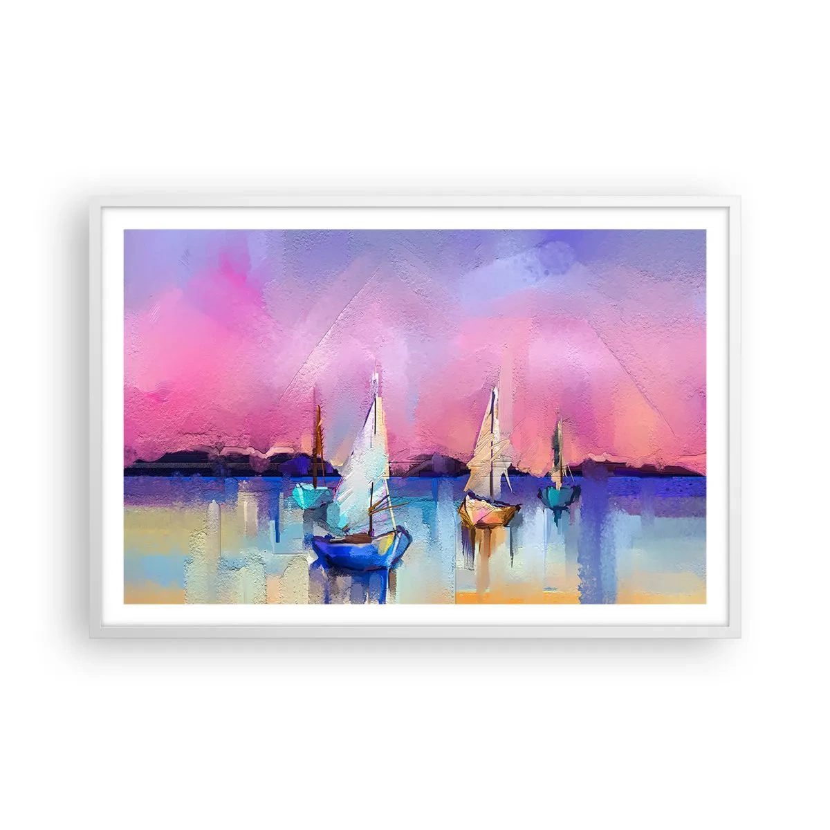 Poster în ramă albă - Direcția: ape largi - 91x61 cm