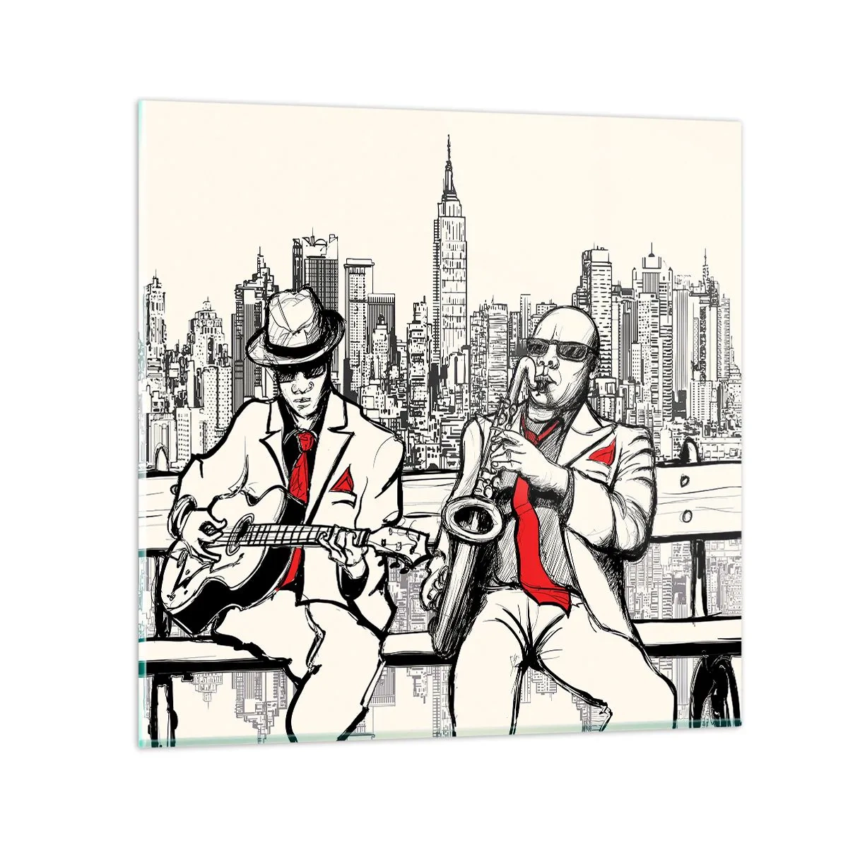 Tablou pe sticlă - Improvizație la New York - 40x40 cm