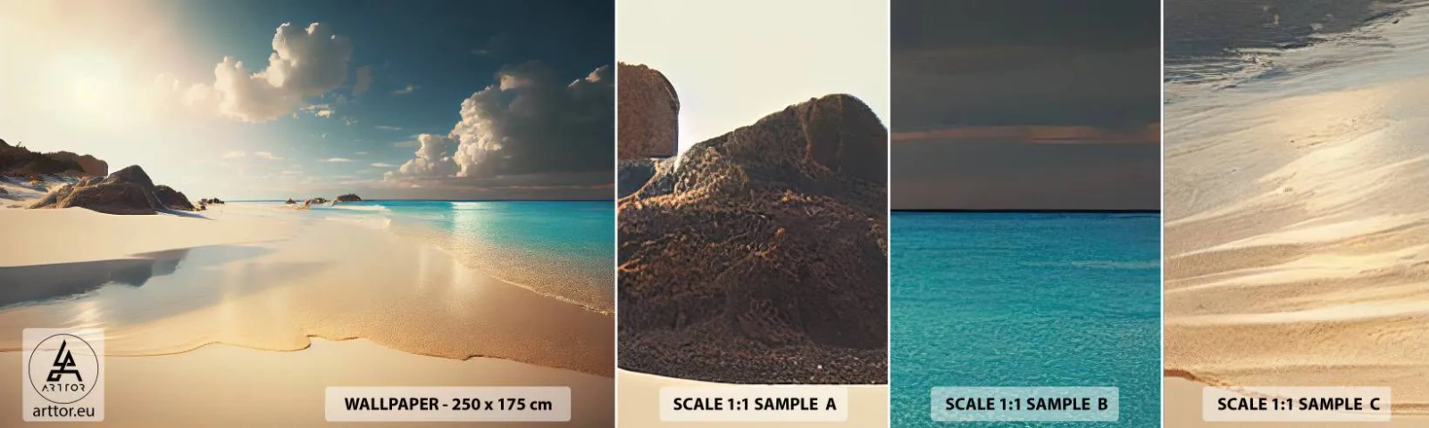 Mostră de Tapet Standard Eco - O zi de vis - Plaja salbatica, Ocean, Margine - 100x30 cm