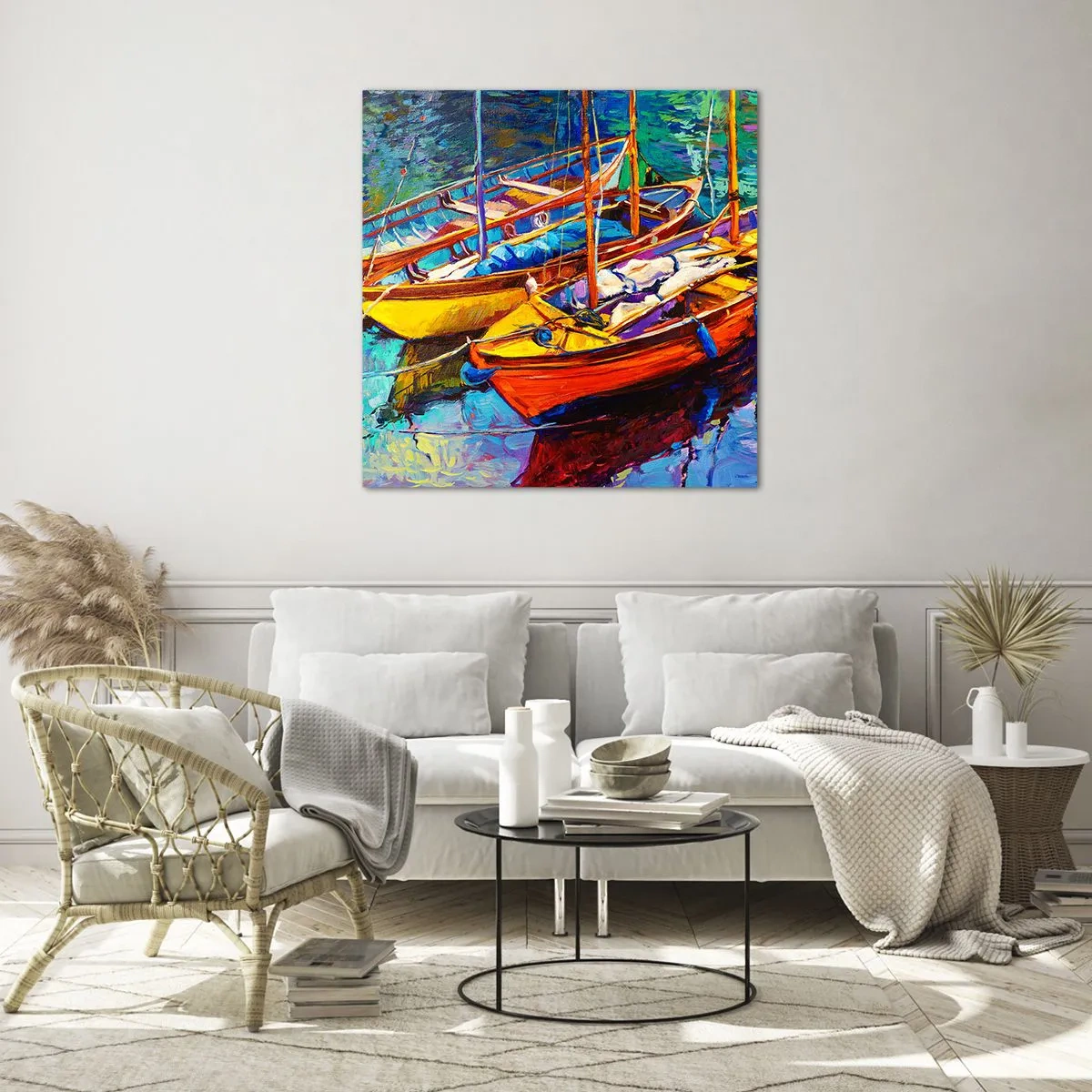 Tablou pe sticlă - Pe o apă plină de culoare - 60x60 cm