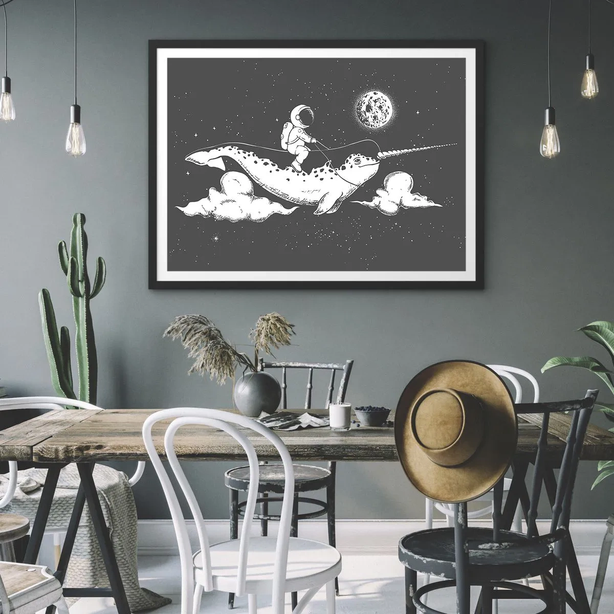 Poster în ramă neagră - Cavalerul Spațial - 70x50 cm
