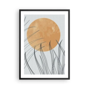 Poster în ramă neagră - O compoziție minimalistă cu lună și iarbă - 50x70cm - Întotdeauna spre soare - Decorațiune modernă pentru perete pentru living și dormitor ARTTOR