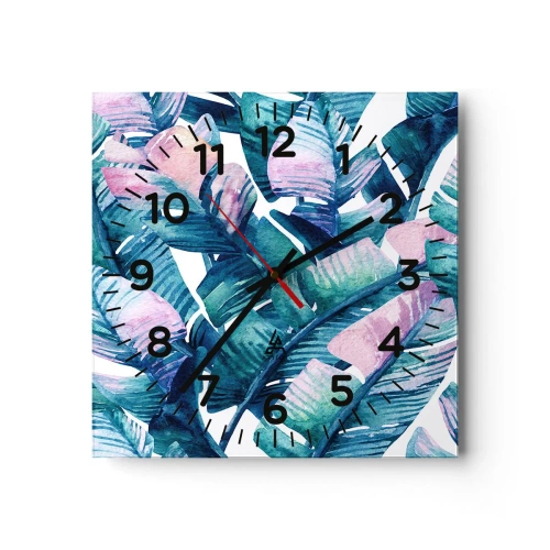 Ceas de perete - Ceas pe sticlă - Într-o livadă de banane - 30x30 cm