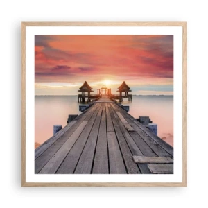 Poster în ramă de stejar deschis - Vestul la est - 60x60 cm