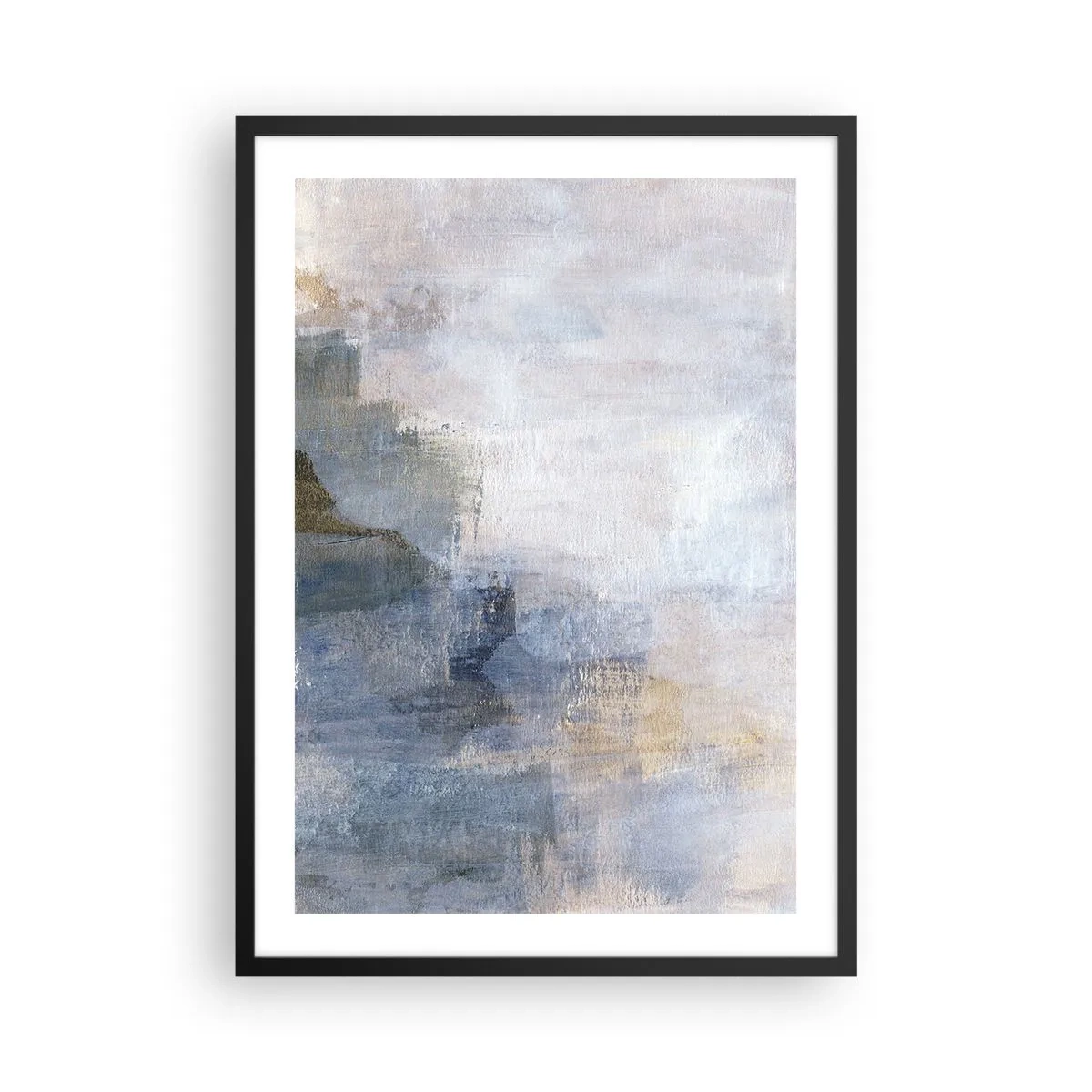 Poster în ramă neagră - Compoziție abstractă în nuanțe de albastru și bej - 50x70cm - Tonuri și acorduri de culoare - Decorațiune modernă pentru perete pentru living și dormitor ARTTOR