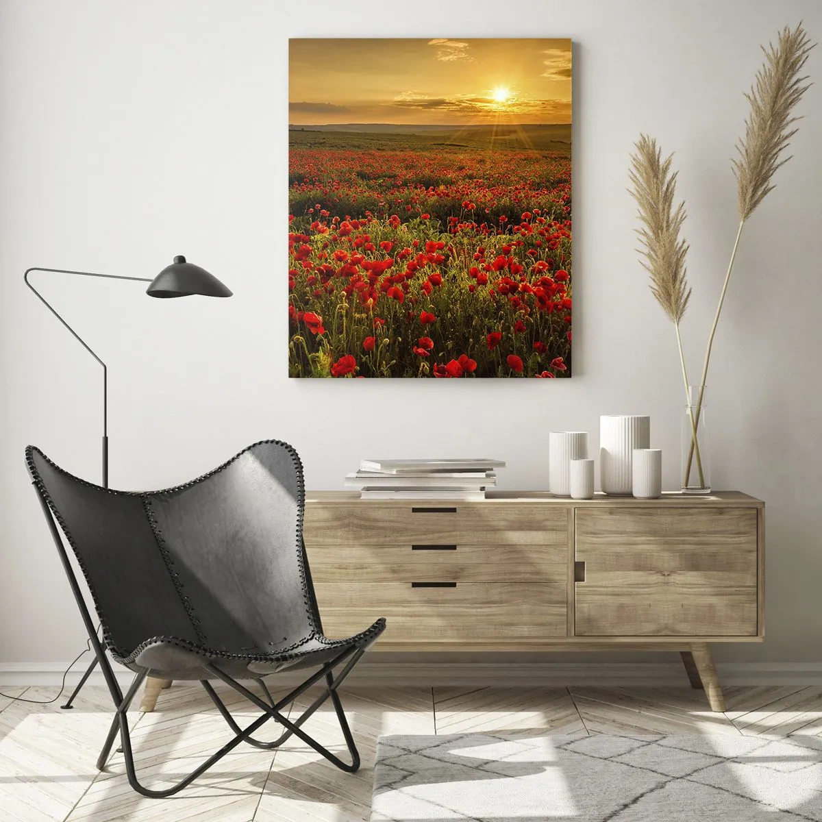 Tablou pe sticlă - Printre valuri de pajiști care zumzăie, printre potop de flori - 50x70 cm