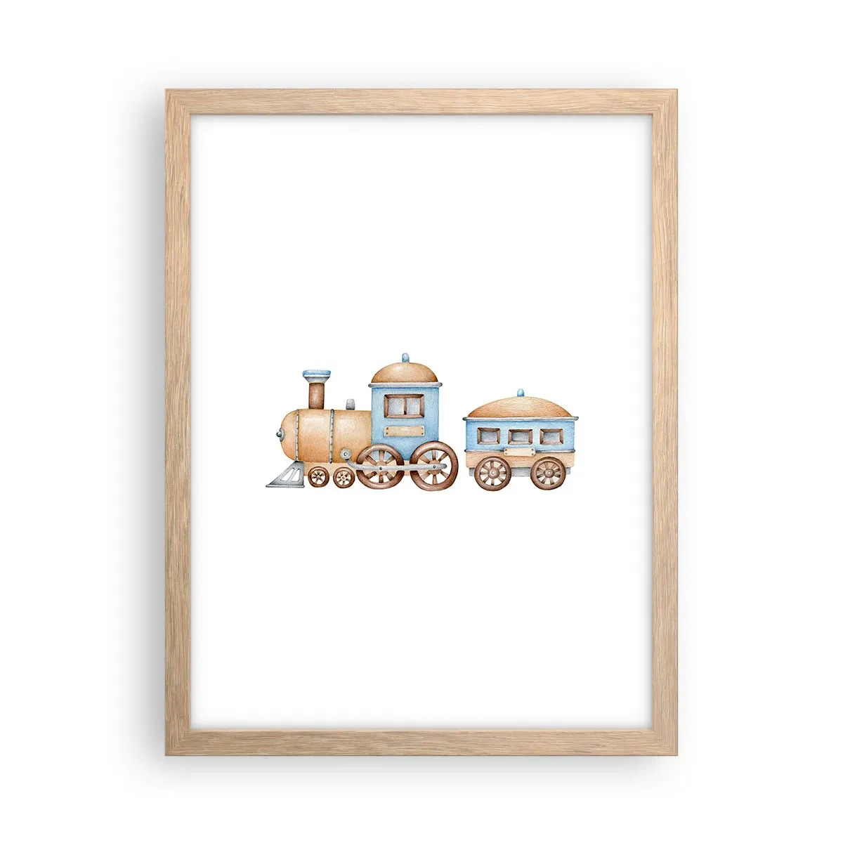 Poster în ramă de stejar deschis - Trenulețul din copilărie - 30x40 cm