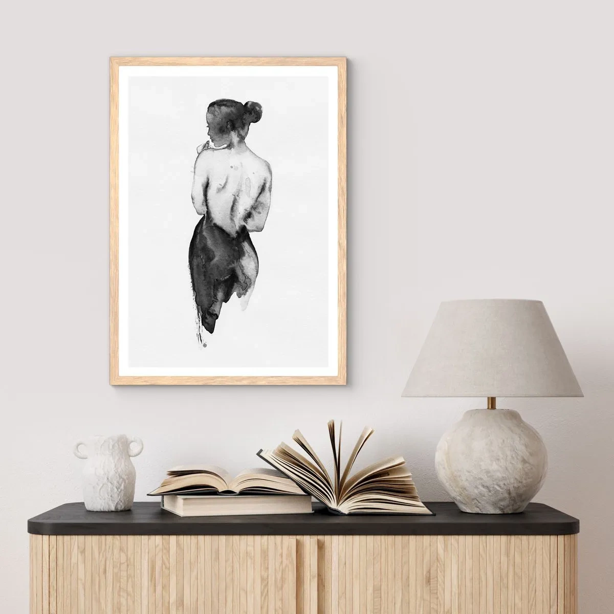 Poster în ramă de stejar deschis - Cu ea lumea dispare - 70x100 cm