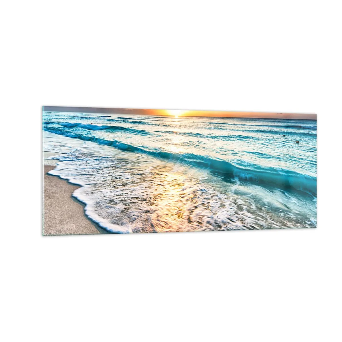Tablou pe sticlă - Priveliștea cu apus de soare - 100x40 cm