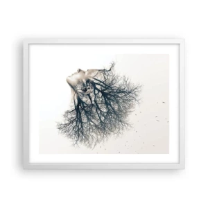 Poster în ramă albă - Ascultând șoapta copacului - 50x40 cm