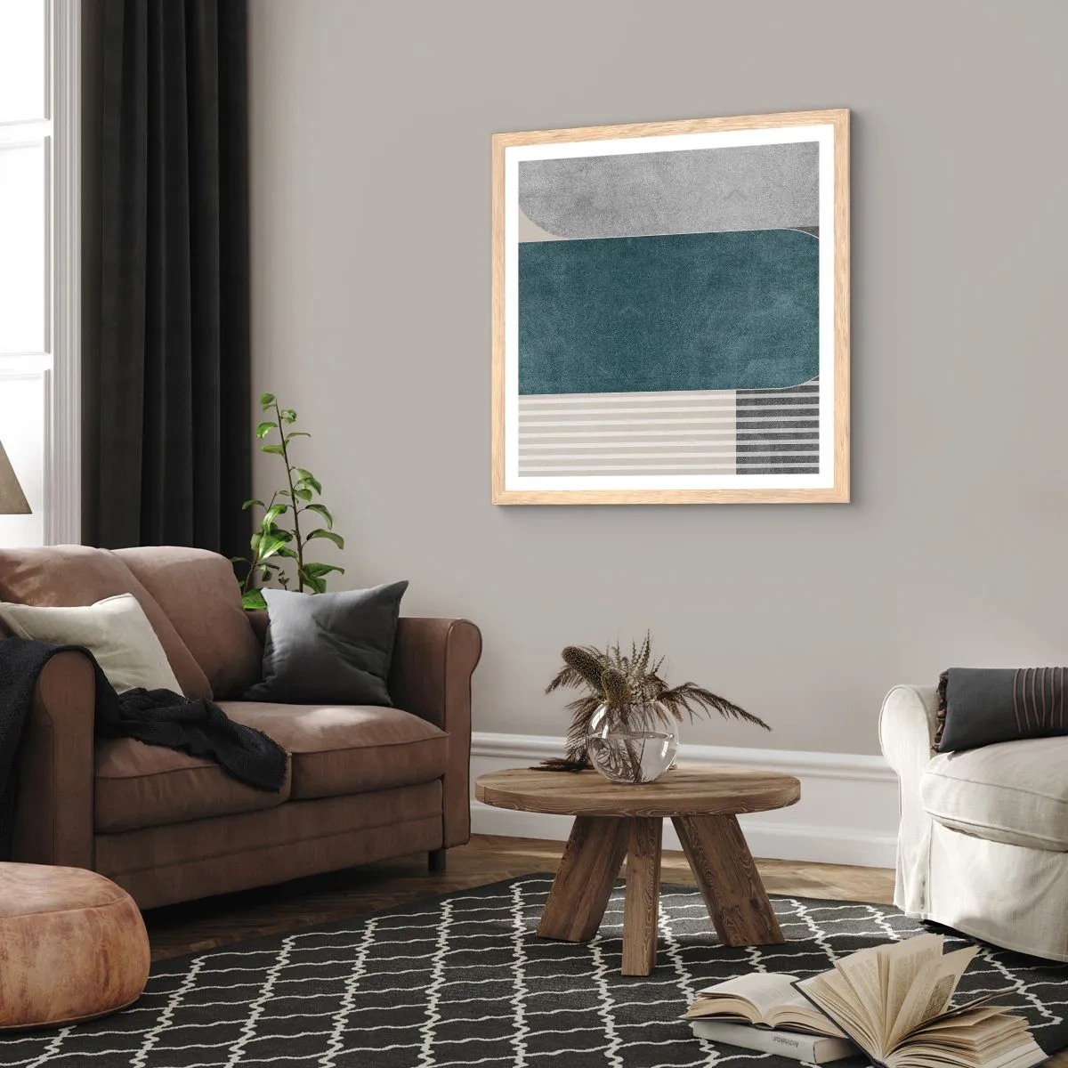 Poster în ramă de stejar deschis - Compoziție de nivel - 30x30 cm