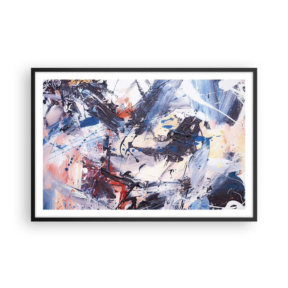 Poster în ramă neagră - Dansul nebun al abstracției - 91x61 cm