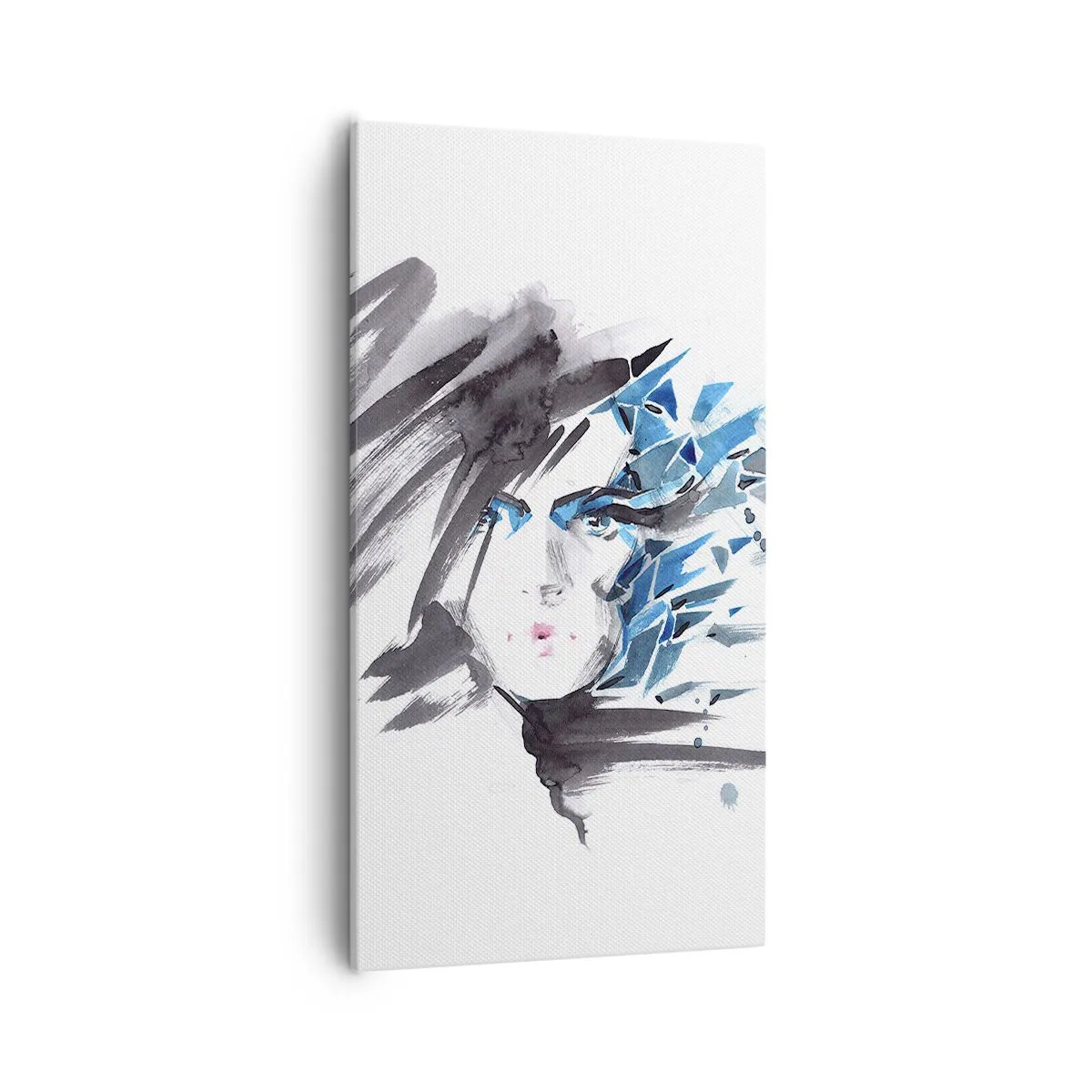 Tablou pe pânză - Portret senzual în gri și albastru - 55x100 cm