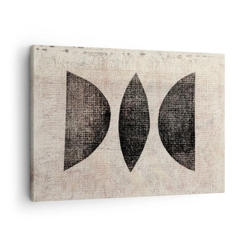 Tablou pe pânză Canvas - Forme etnice în tonuri întunecate pe un fundal deschis - 70x50cm - Abstracție etnică - Decorațiune modernă pentru perete pentru living și dormitor ARTTOR