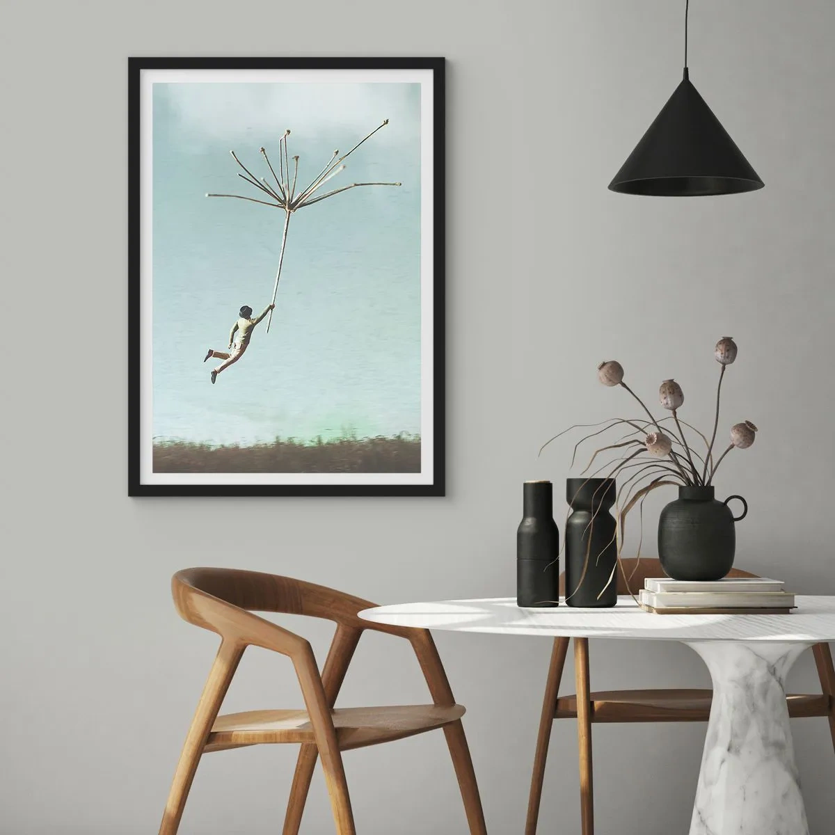 Poster în ramă neagră - Zmeuri, suflante, vânt - 61x91 cm