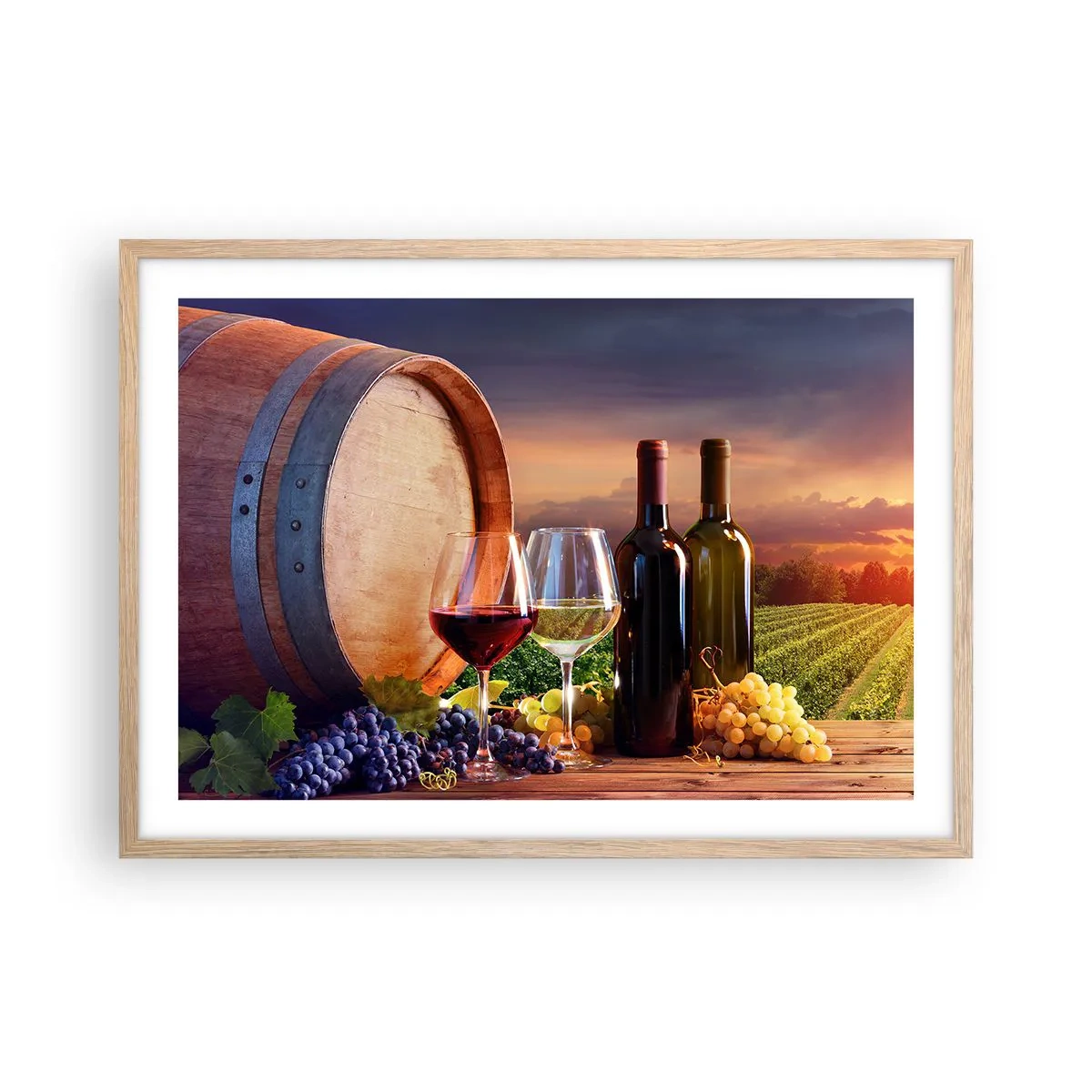 Poster în ramă de stejar deschis - Aici viața are un gust - 70x50 cm