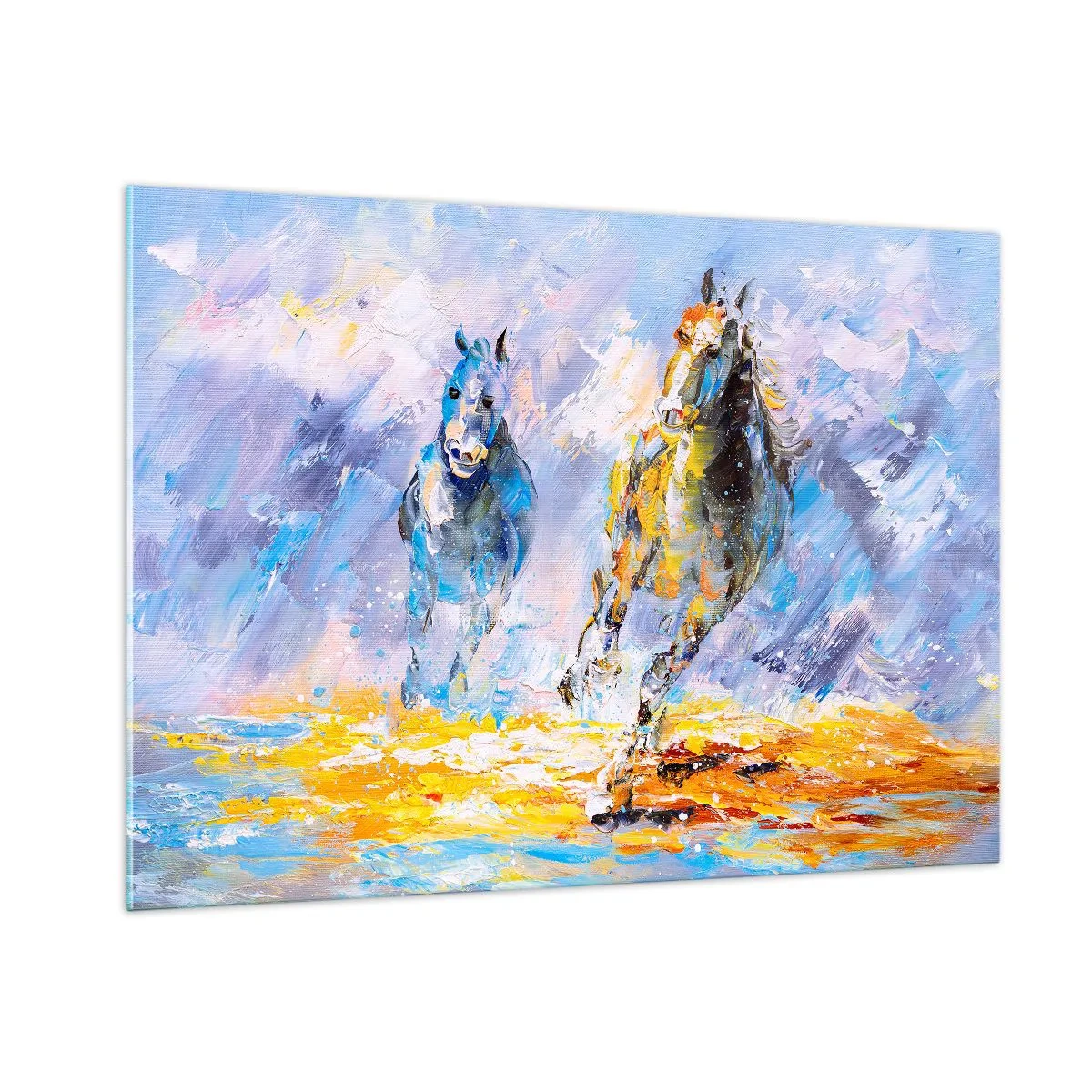 Tablou pe sticlă - Galopând prin strălucire - 100x70 cm