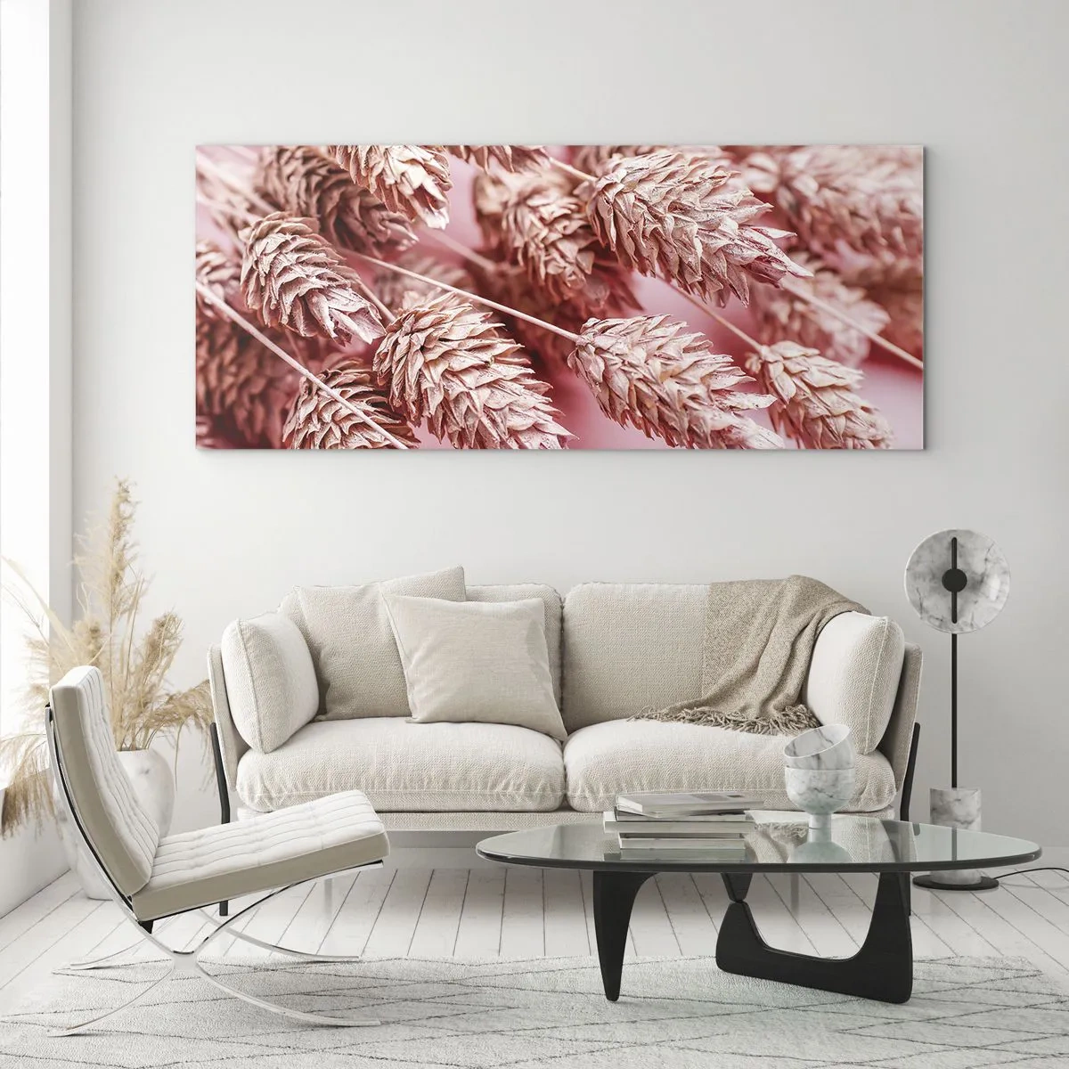 Tablou pe sticlă - Cascadă florală în roz - 120x50 cm