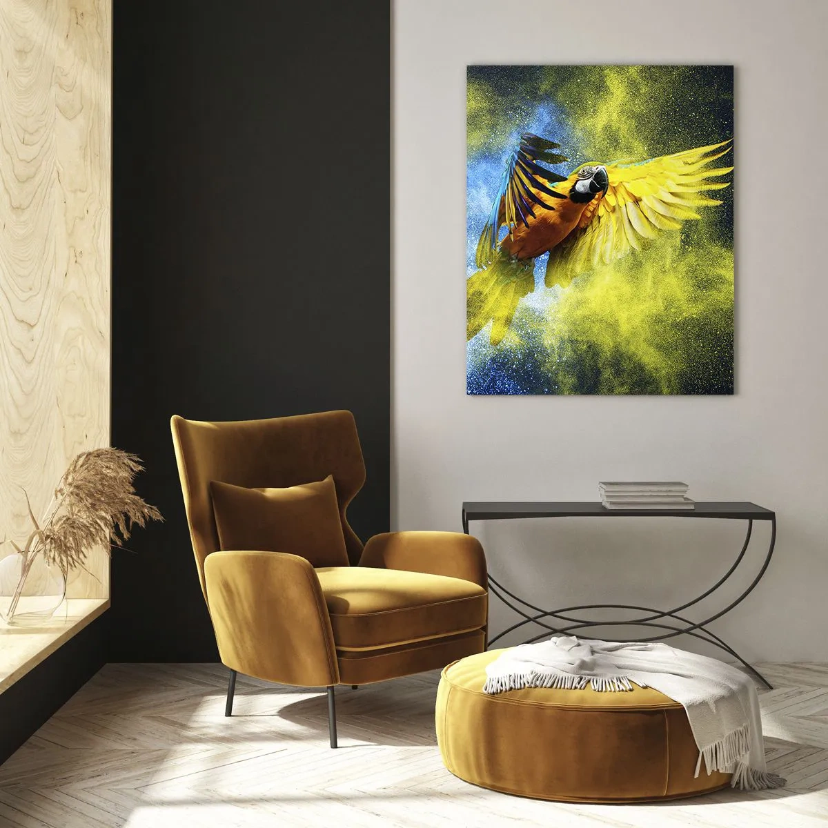 Tablou pe sticlă - În praful albastru-auriu - 70x100 cm