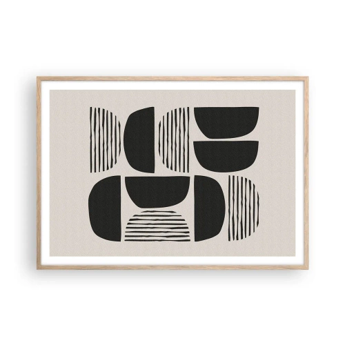 Poster în ramă de stejar deschis - Jumătăți necomplete - 100x70 cm