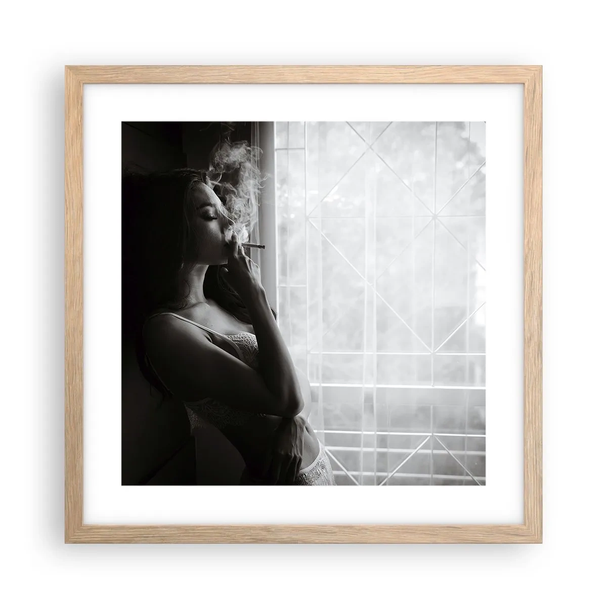 Poster în ramă de stejar deschis - Un moment senzual - 40x40 cm