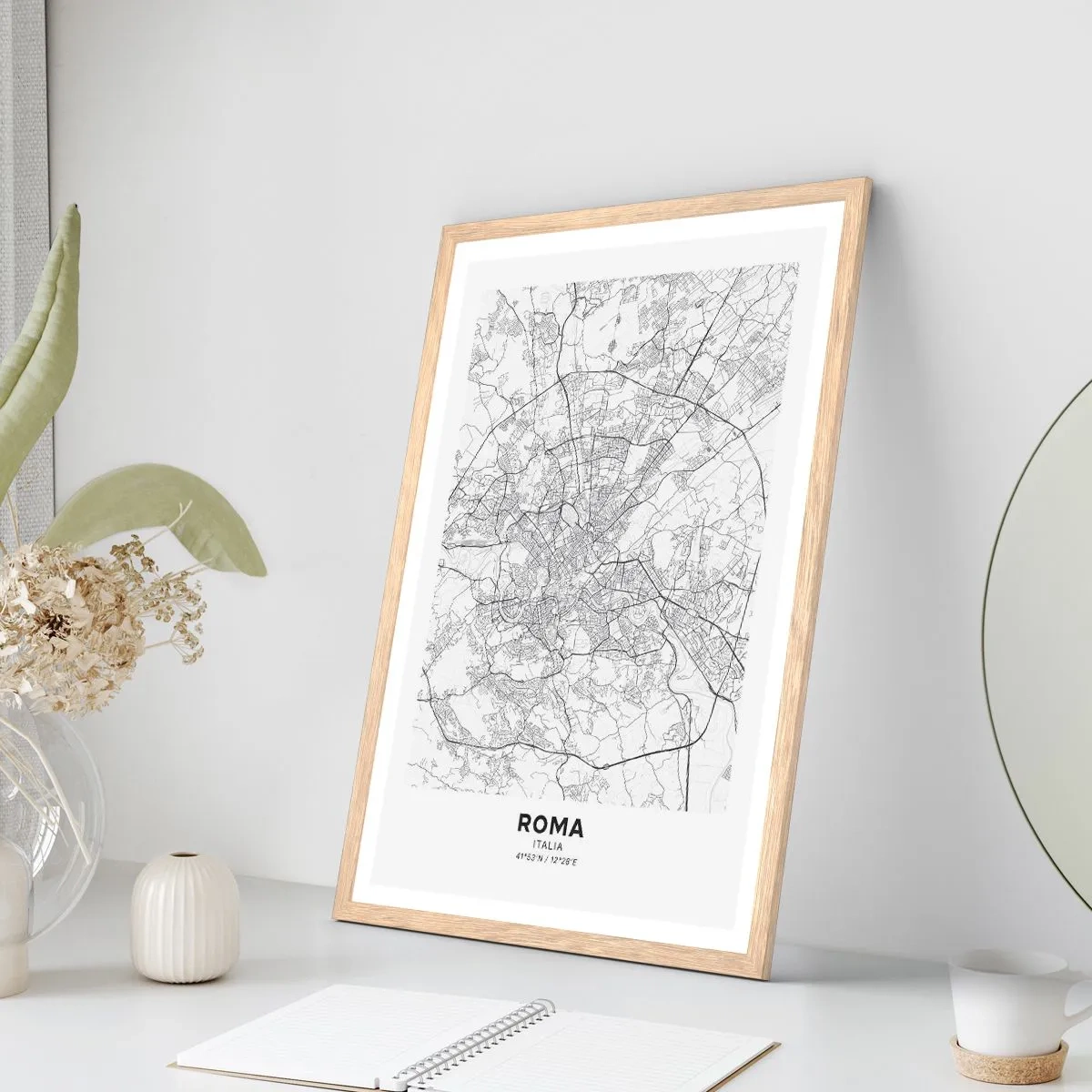 Poster în ramă de stejar deschis - Cerc roman - 50x70 cm