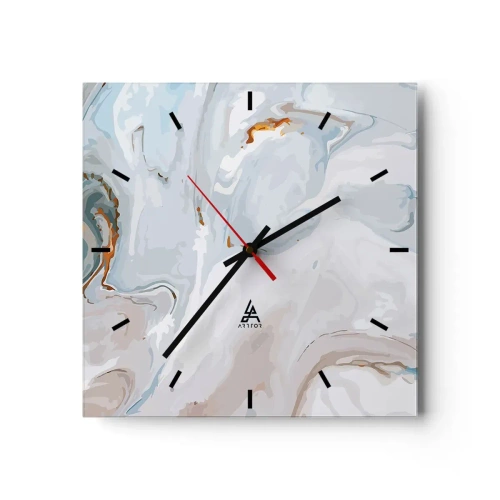 Ceas de perete - Ceas pe sticlă - Albul ridicat - 30x30 cm