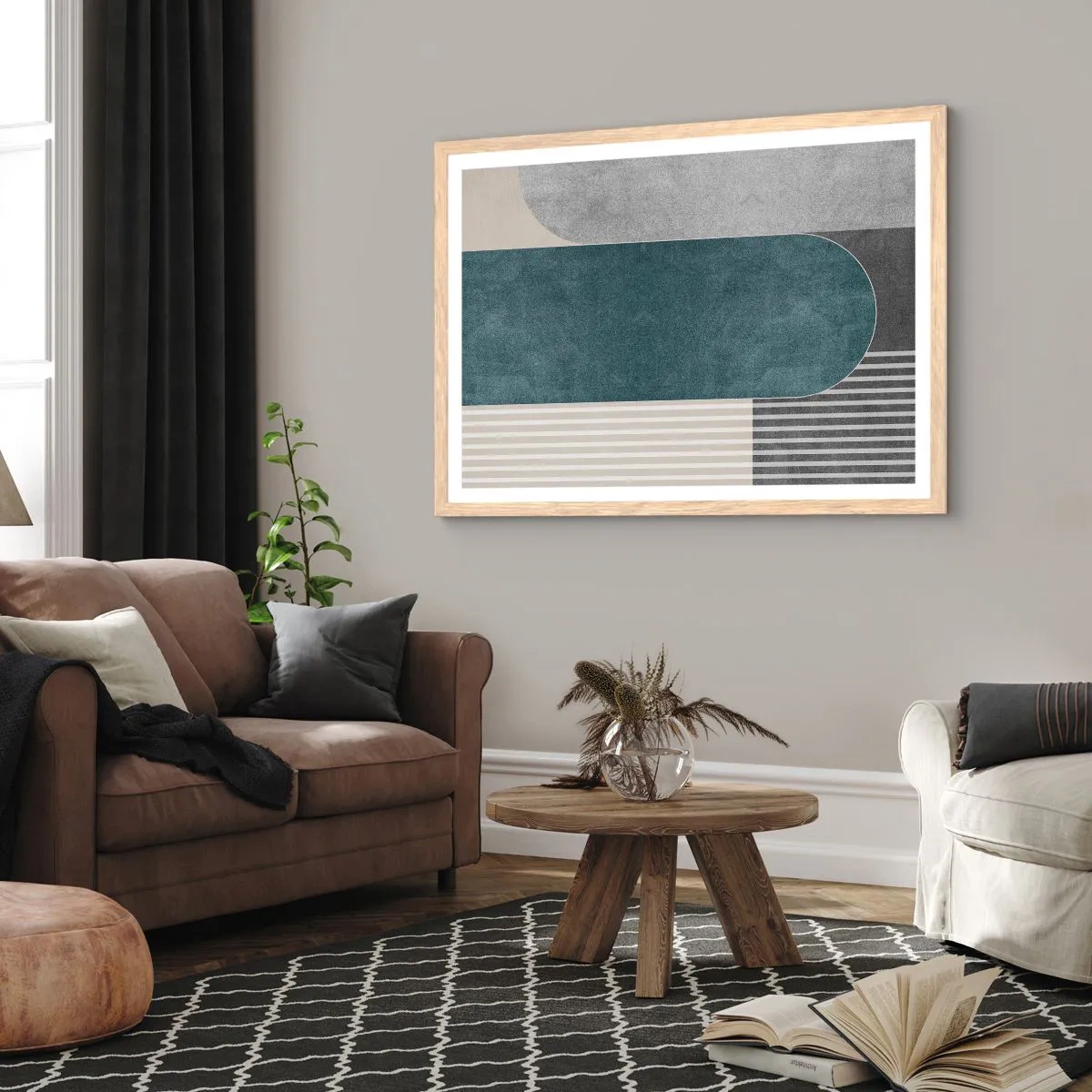 Poster în ramă de stejar deschis - Compoziție de nivel - 40x30 cm