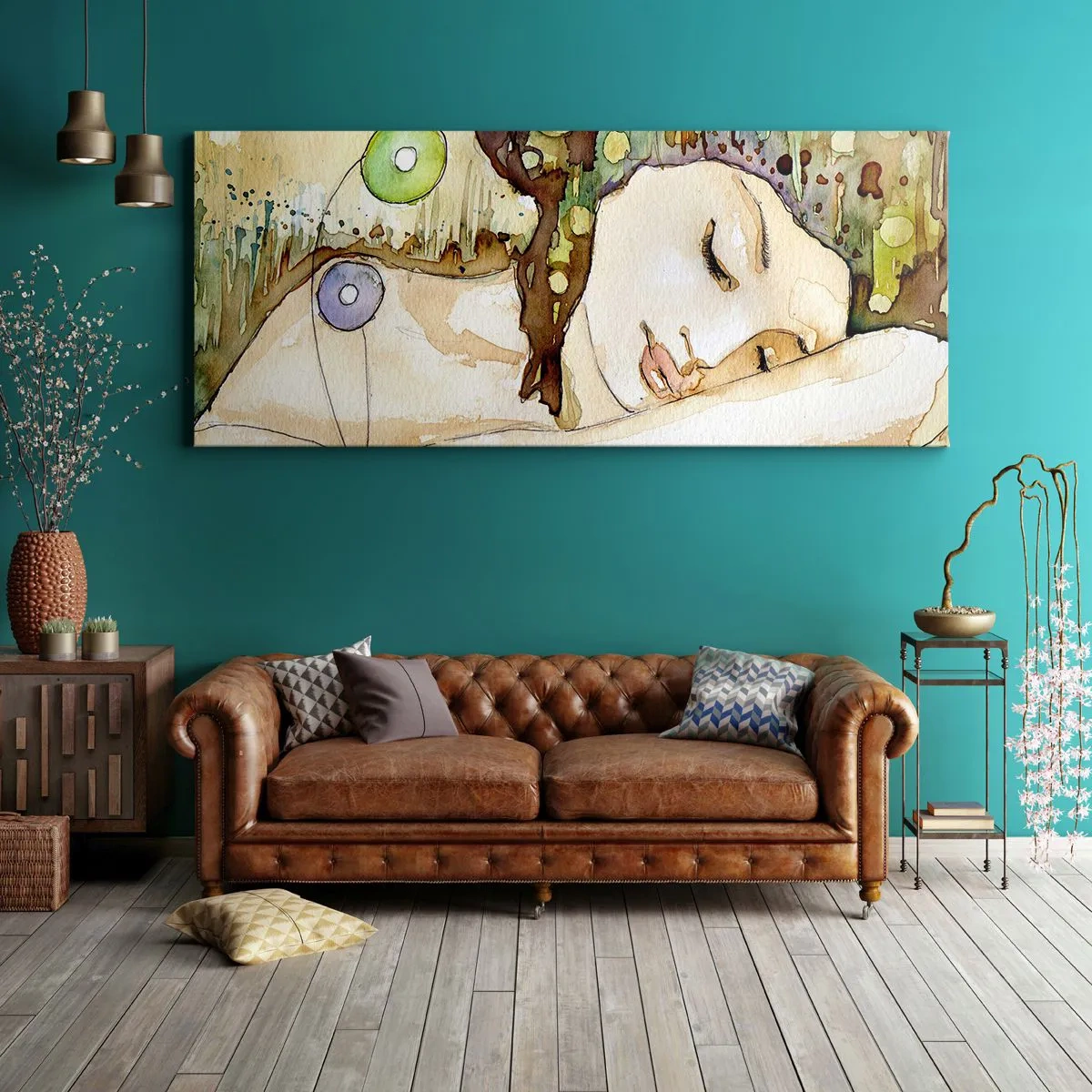 Tablou pe pânză - Visul violet smarald - 90x30 cm