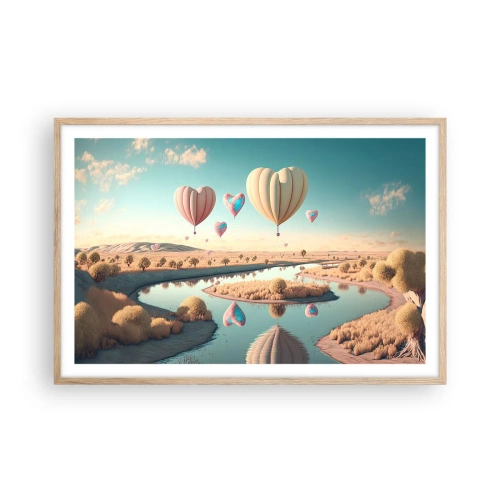 Poster în ramă de stejar deschis - Iubirea ne înalță - 91x61 cm