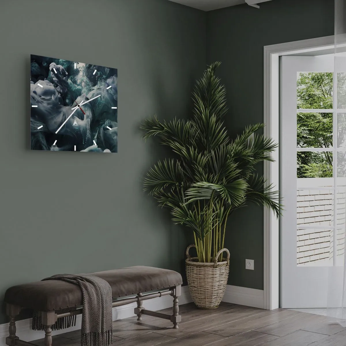 Ceas de perete - Ceas pe sticlă - Mișcarea culorilor - 40x40 cm