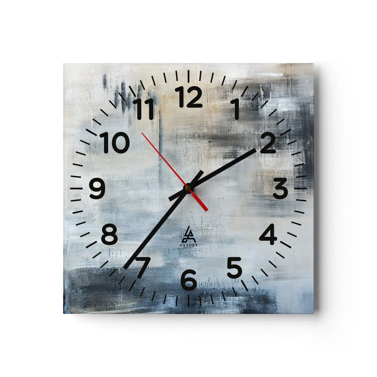 Ceas de perete - Ceas pe sticlă - În spatele unui voal albastru - 40x40 cm