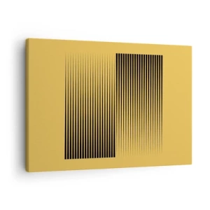 Tablou pe pânză Canvas - Linii negre verticale pe un fundal galben - 70x50cm - Pătratul contrariilor - Decorațiune modernă pentru perete pentru living și dormitor ARTTOR
