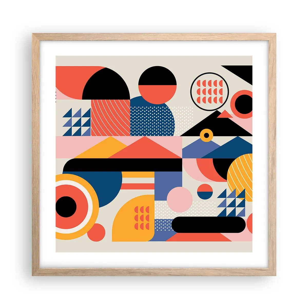 Poster în ramă de stejar deschis - Compoziție: joacă-te - 50x50 cm