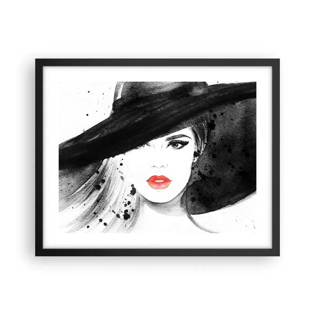 Poster în ramă neagră - Doamna în negru - 50x40 cm