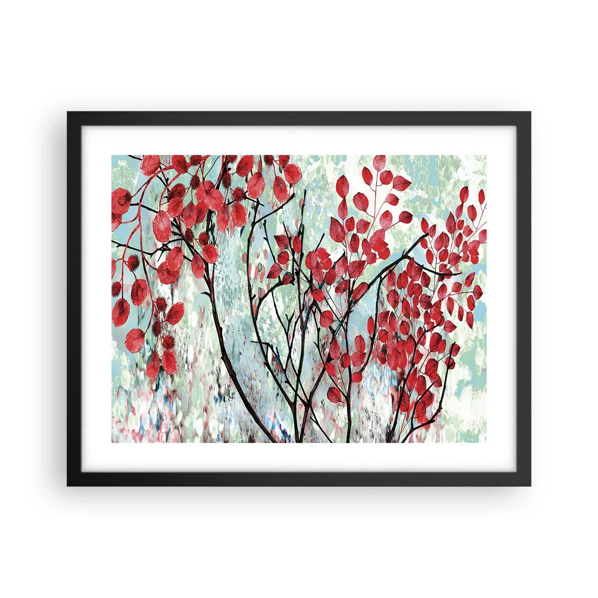 Poster în ramă neagră - Arbore în stacojiu - 50x40 cm