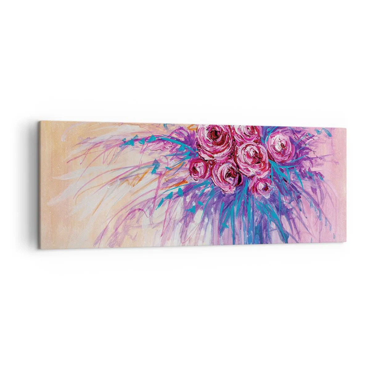Tablou pe pânză - Fântână de trandafiri - 140x50 cm