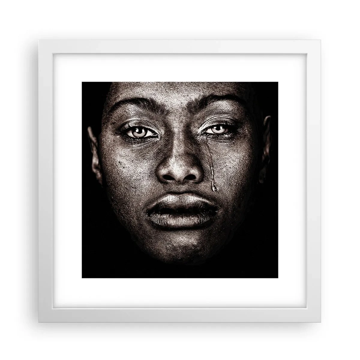 Poster în ramă albă - O singură lacrimă - 30x30 cm