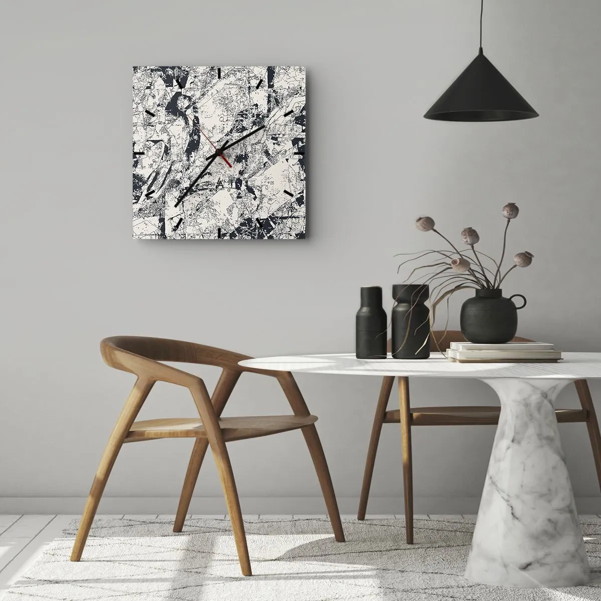 Ceas de perete - Ceas pe sticlă - Întrepătrunderea contrariilor - 30x30 cm