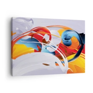 Tablou pe pânză Canvas - Abstracție colorată cu linii dinamice și culori vii - 70x50cm - Dansul elementelor - Decorațiune modernă pentru perete pentru living și dormitor ARTTOR
